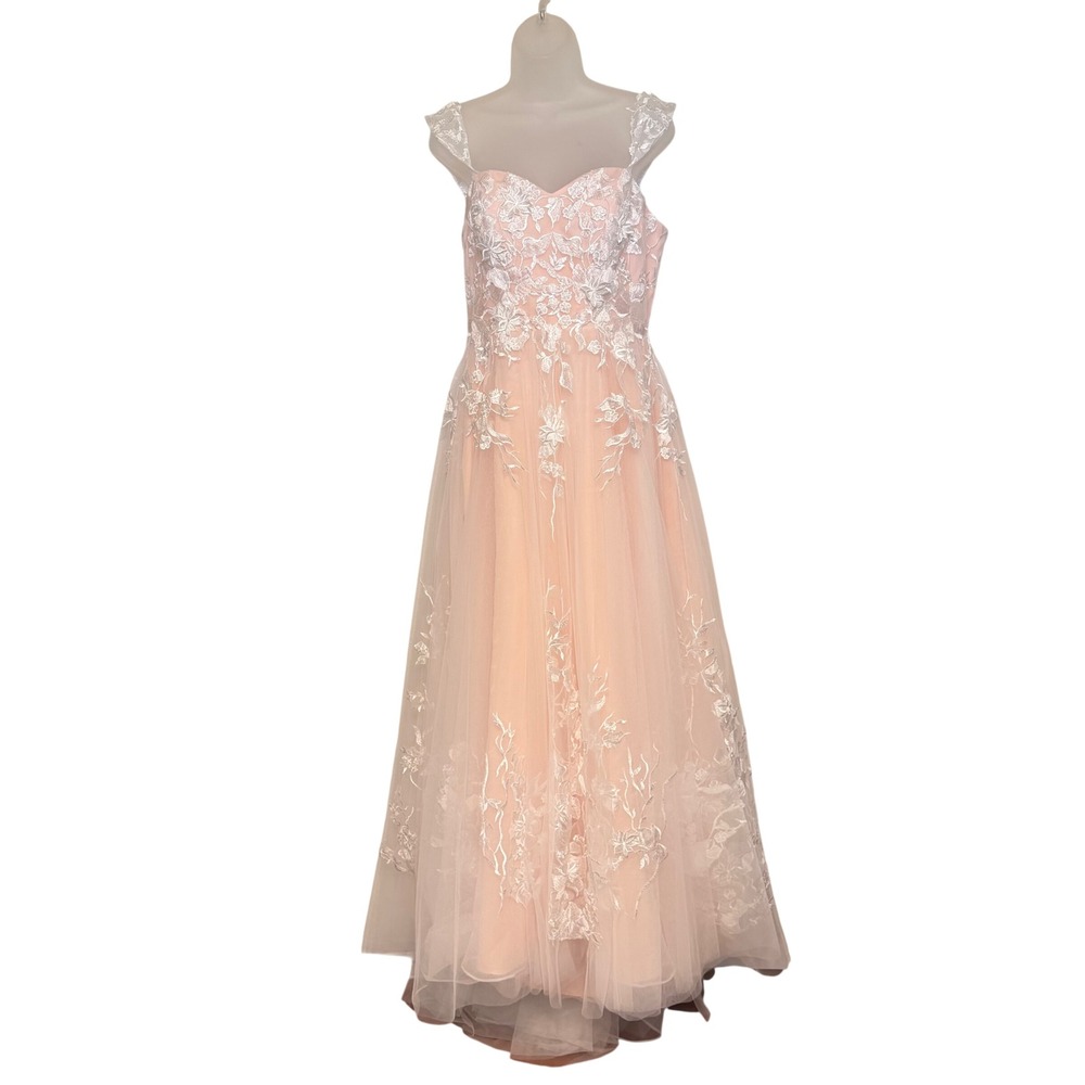 NEW JJ's House Ivory Rose Floral Tulle Quinceanera Wedding Dress Ball Gown SZ 12